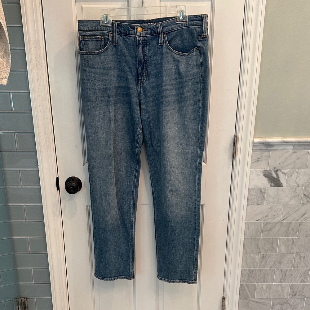 J. Crew Mid Rise 90s Classic Straight Jeans in Medium Blue Wash